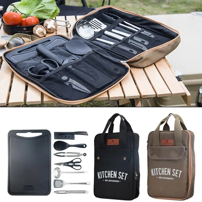 Camping Cooking Kitchen Set - 8pcs Camping Kitchen Cookware Set Portable