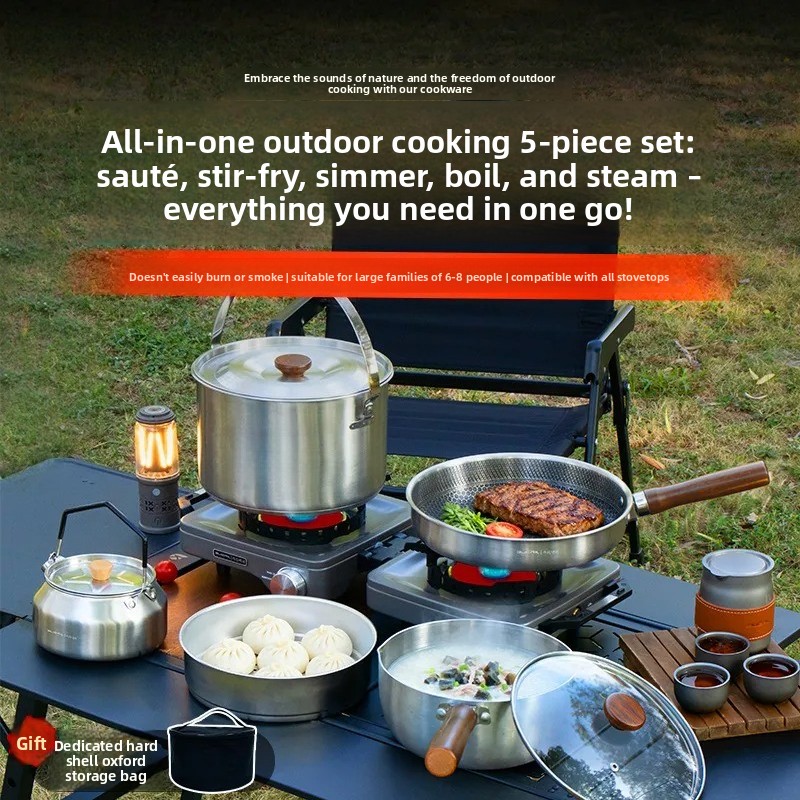 Camping Cooking Utensil Set - Portable Camping Cookware Set Multifunctional Cassette