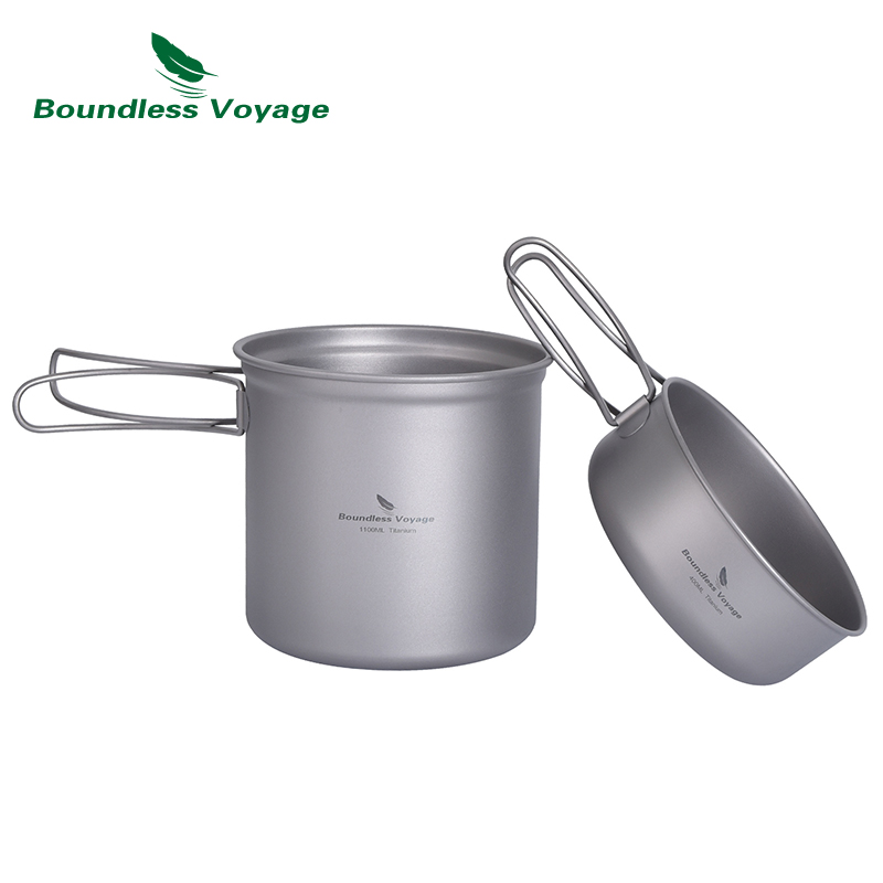 Camping Cooking Kits - Boundless Voyage Titanium Pot Pan Set