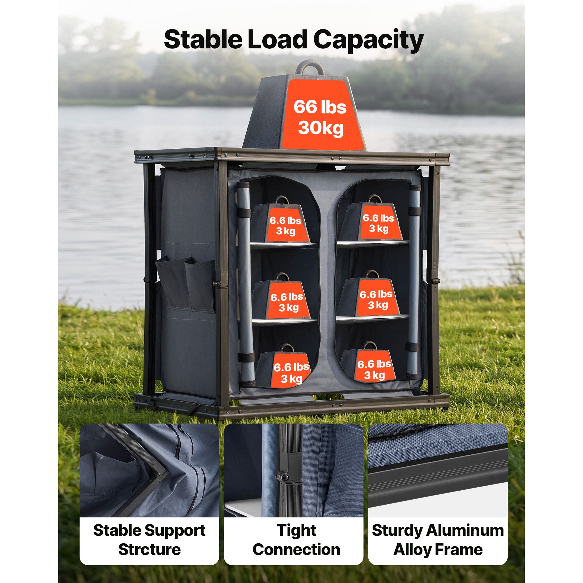 Folding Camping Storage Cabine - Camping Cooking Table With Storage recension och pris