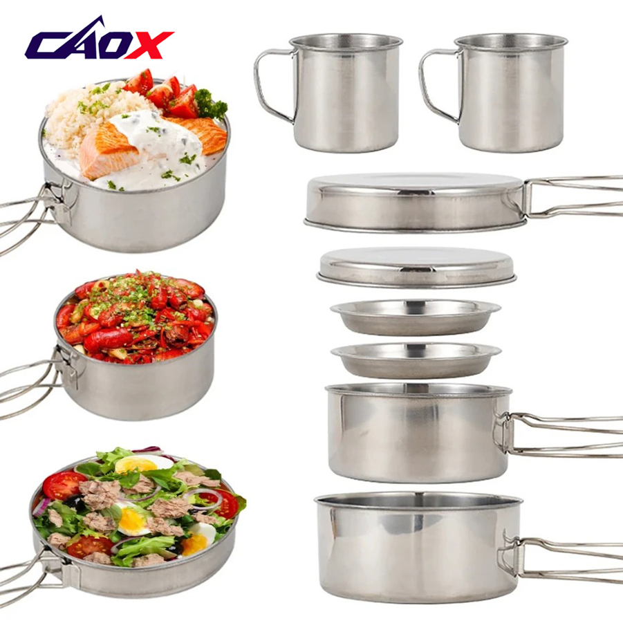 CAOX 8pcs/Set Camping Cookware - Camping Cooking Set Large recension och pris