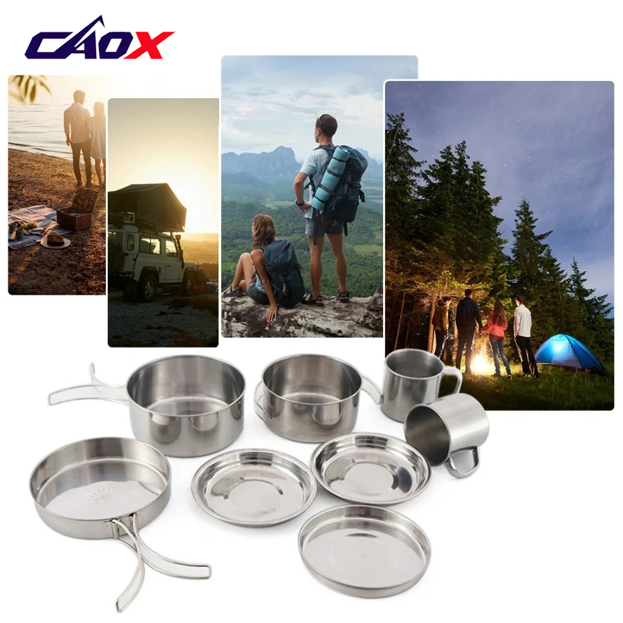 CAOX 8pcs/Set Camping Cookware - Camping Cooking Set Large recension och pris