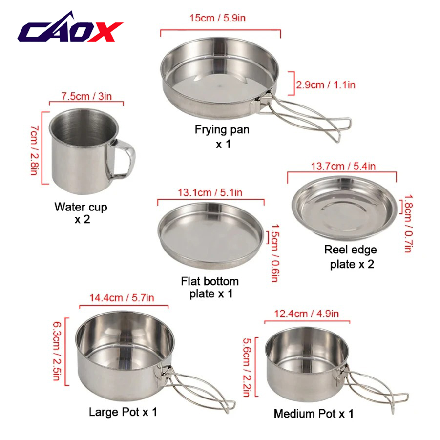 CAOX 8pcs/Set Camping Cookware - Camping Cooking Set Large recension och pris