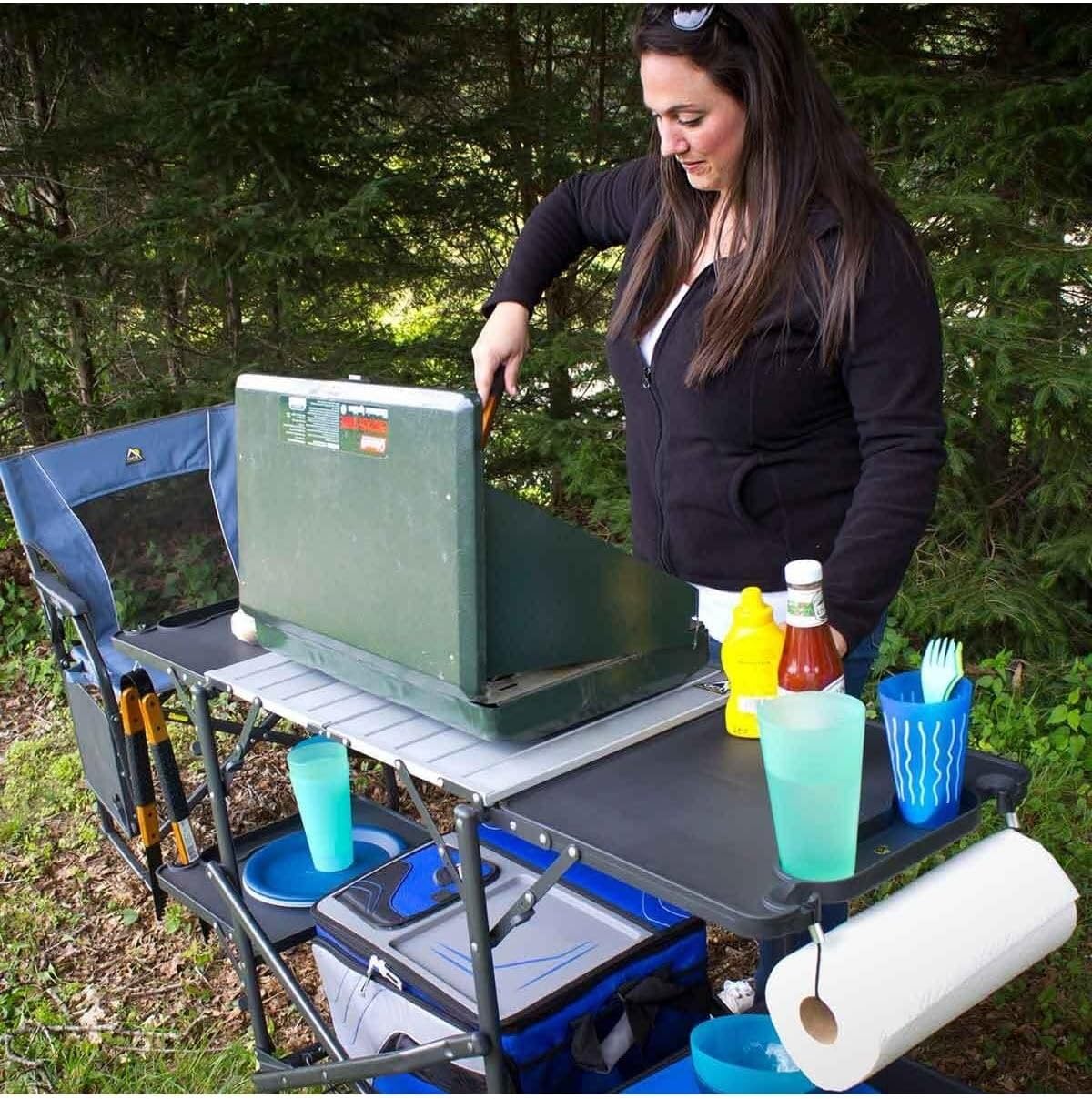 Slim Fold Portable Camping Kit - Camping Cooking Table With Storage recension och pris