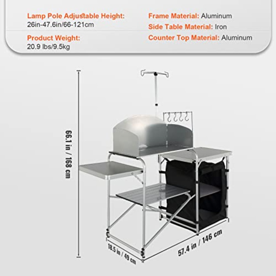 Camping Kitchen Table, Folding - Camping Cooking Table With Storage recension och pris