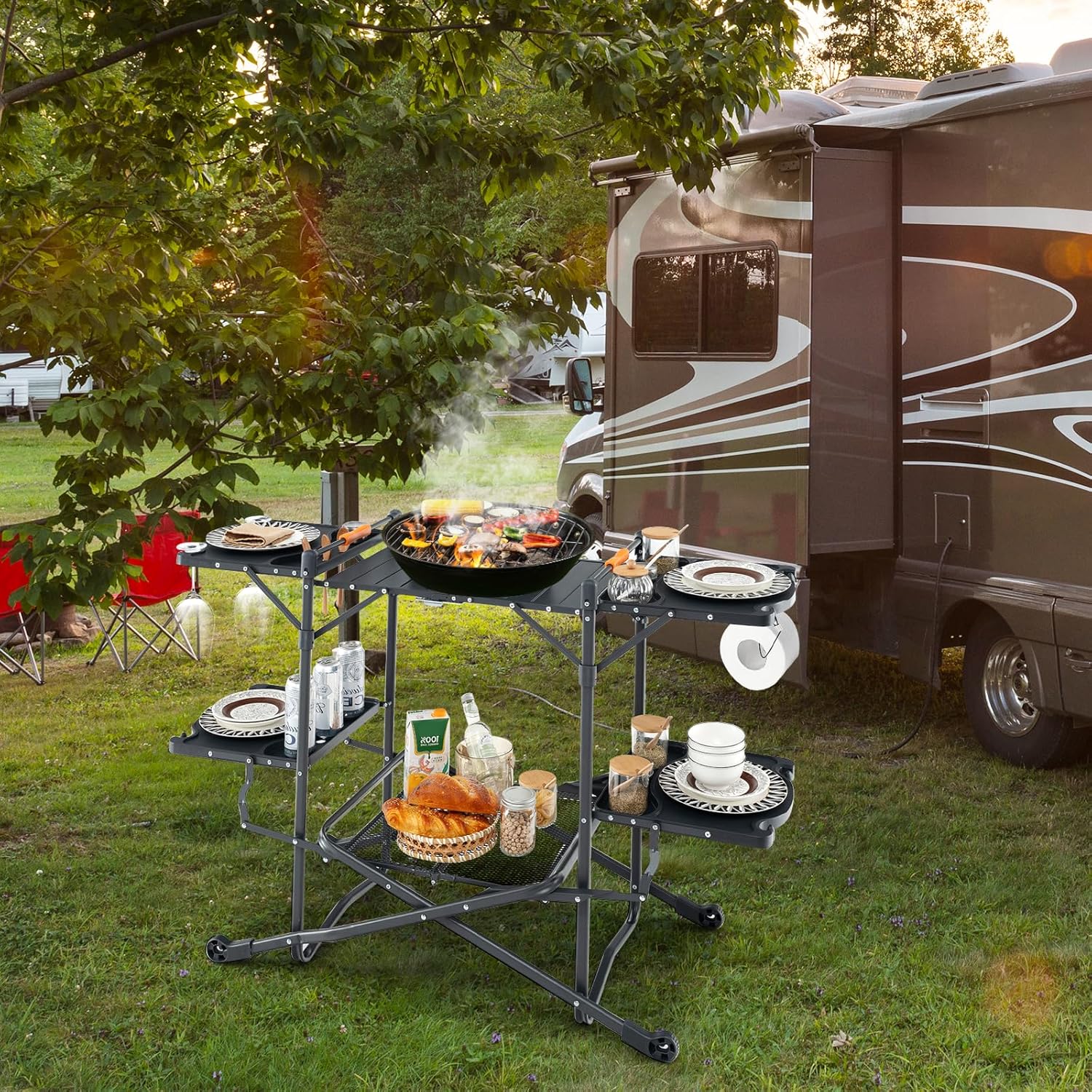 Portable Camp Cooking Table wi - Camping Cooking Table With Storage recension och pris