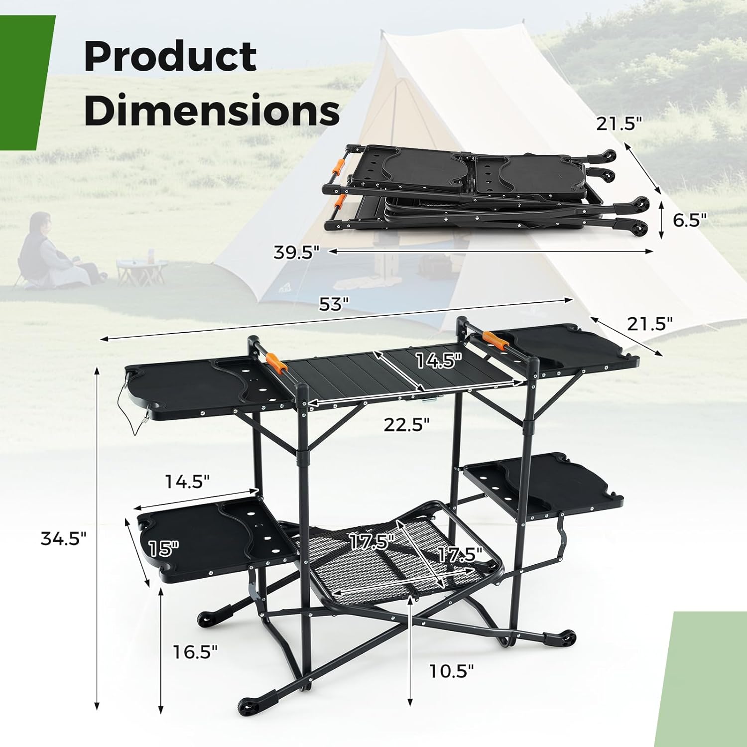 Portable Camp Cooking Table wi - Camping Cooking Table With Storage recension och pris