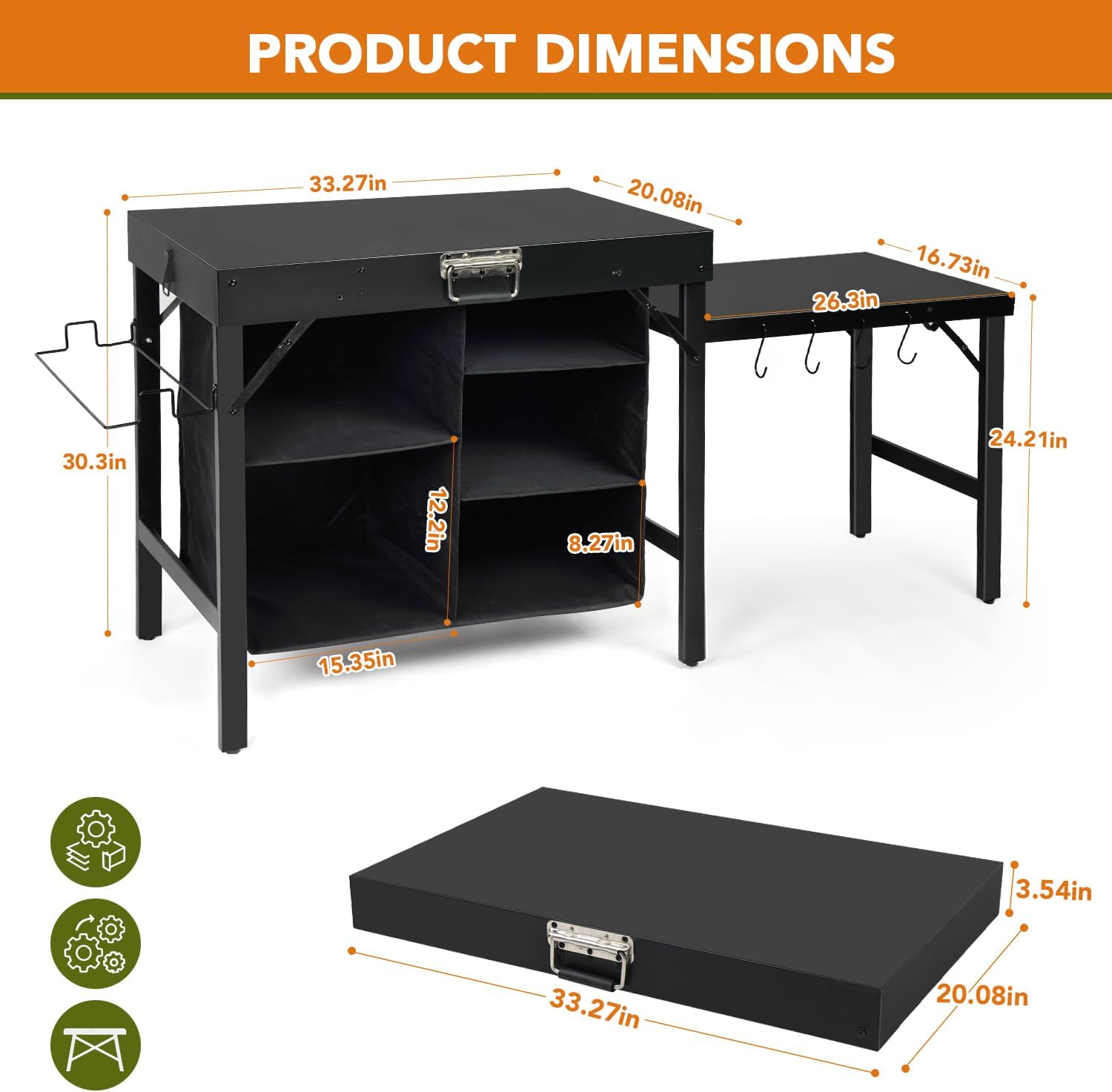 Portable Foldable Griddle Stan - Camping Cooking Table With Storage recension och pris