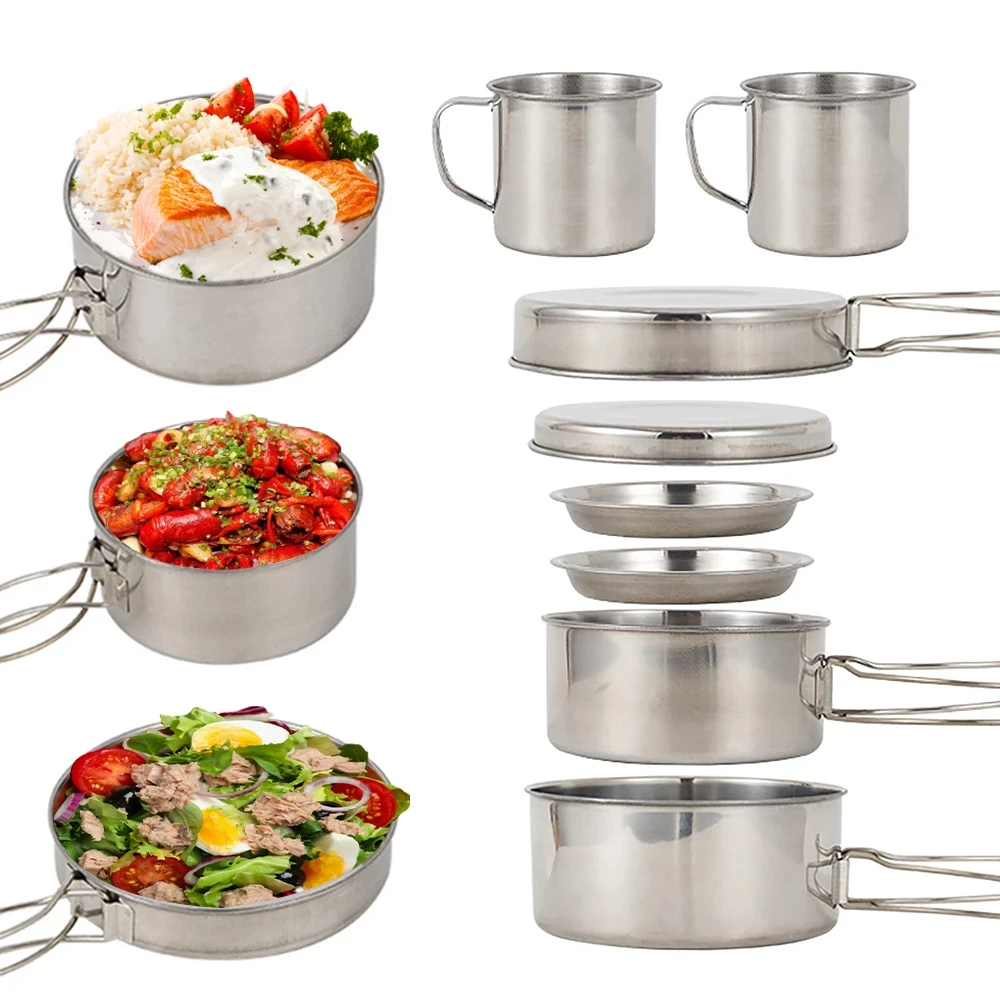 8pcs/Set Camping Cookware Mess - Camping Cooking Set Large recension och pris