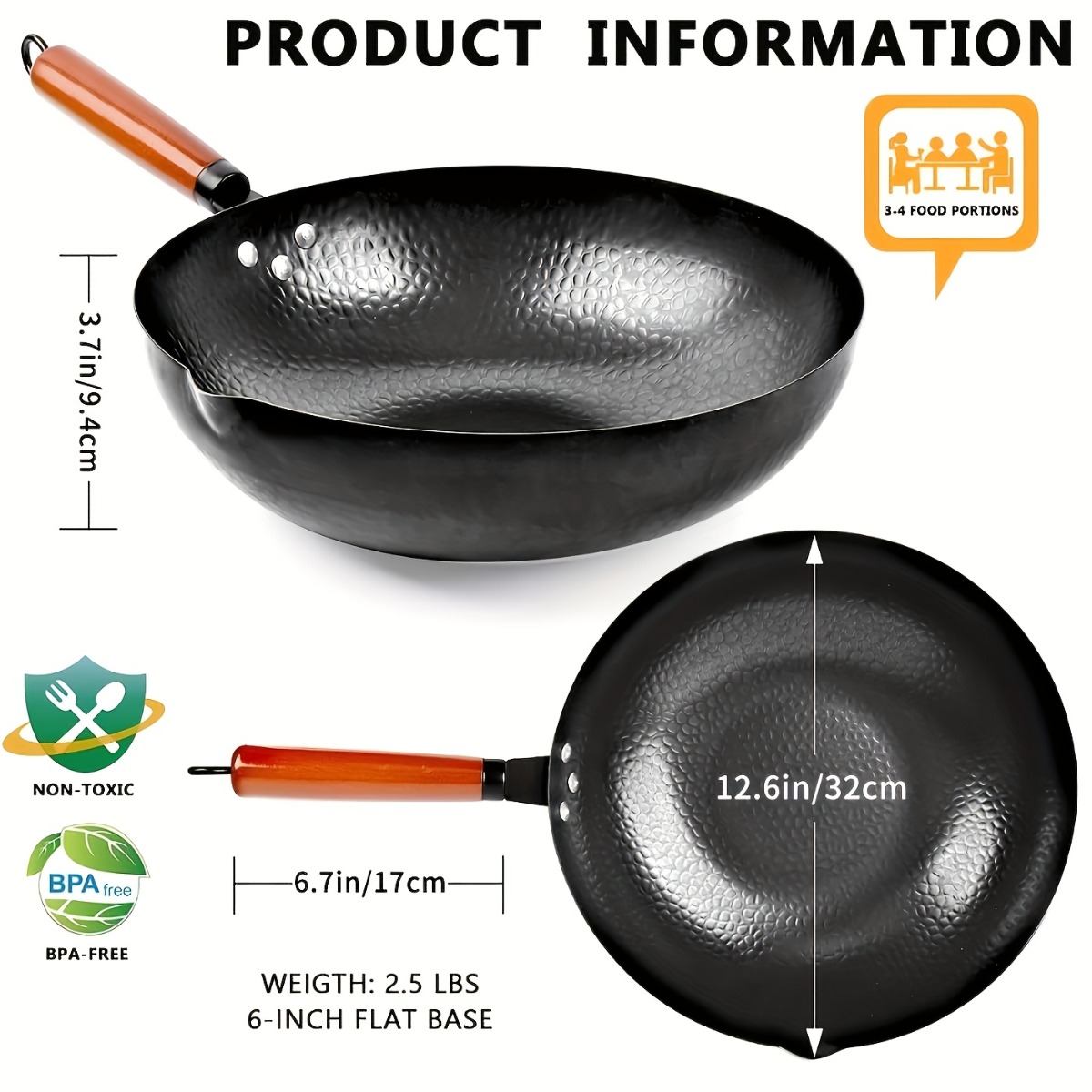 12.6 Inch Cast Iron Wok Set No - Camping Cooking Vegetables recension och pris
