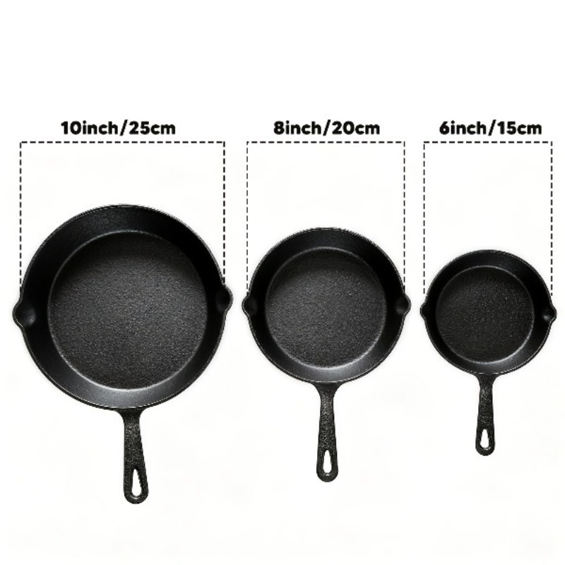 3PCS Cast Iron Skillet Set 6/8 - Camping Cooking Without Gas recension och pris