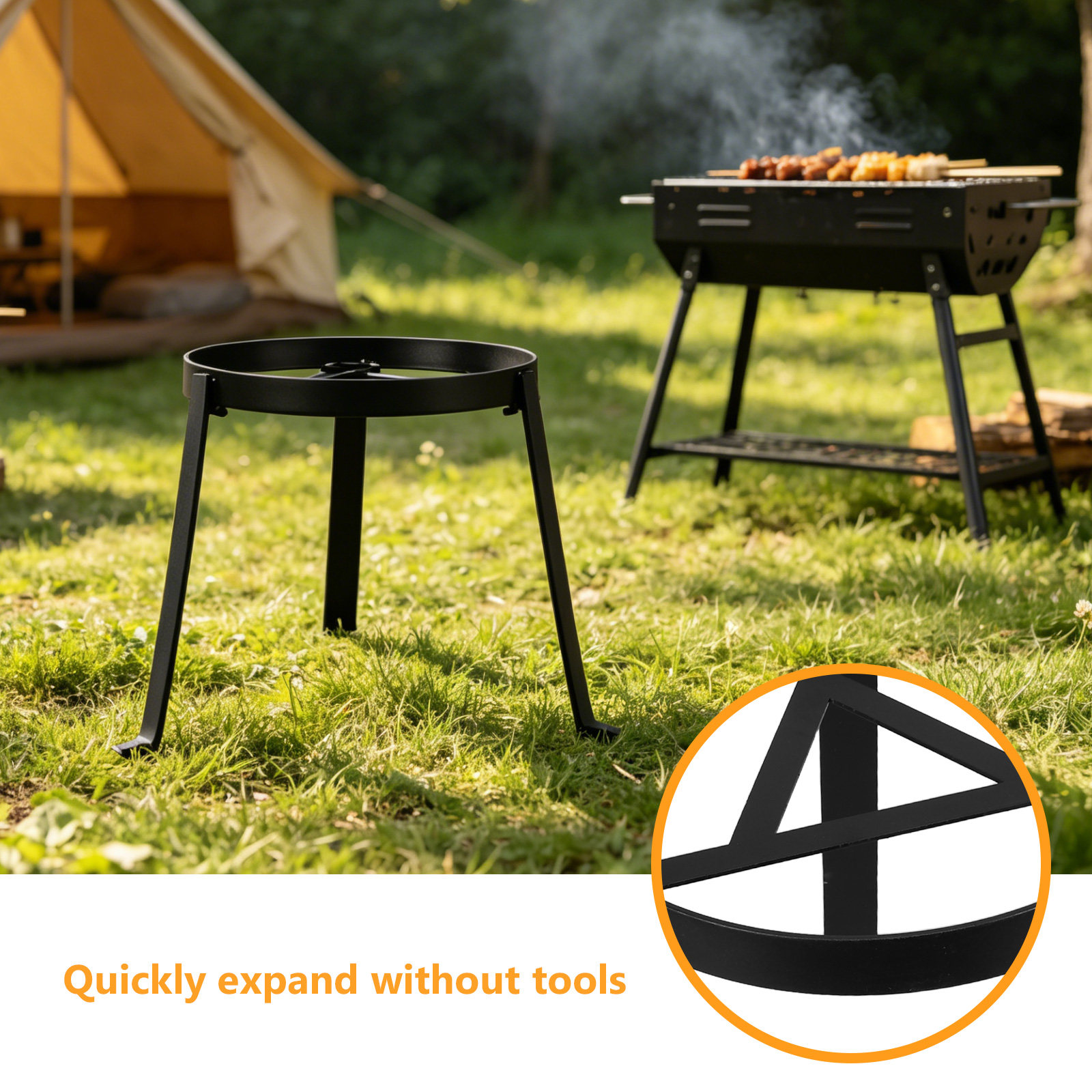 Folding Campfire Tripod Portab - Camping Cooking Over Fire recension och pris