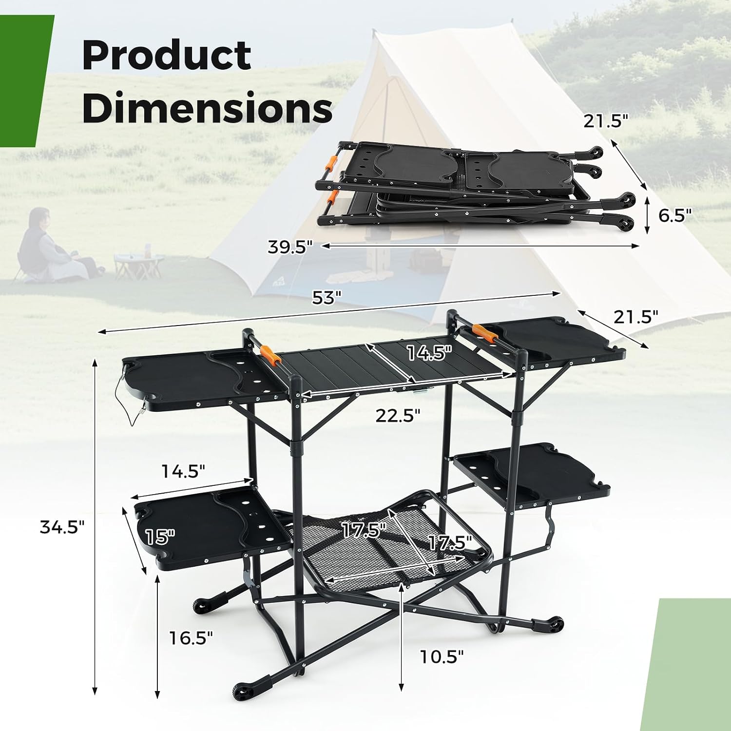 Portable Outdoor Folding Cooki - Camping Cooking Table With Storage recension och pris