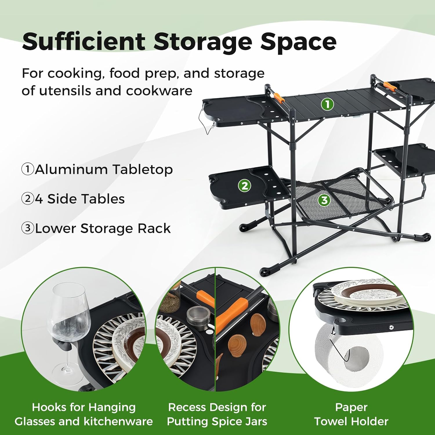 Portable Outdoor Folding Cooki - Camping Cooking Table With Storage recension och pris