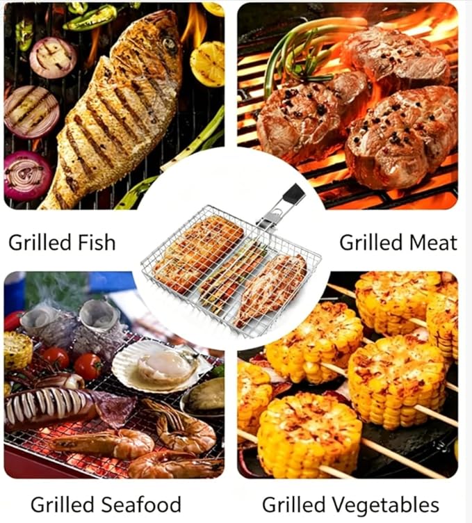 Grill Basket Large Portable Fo - Camping Cooking Vegetables recension och pris