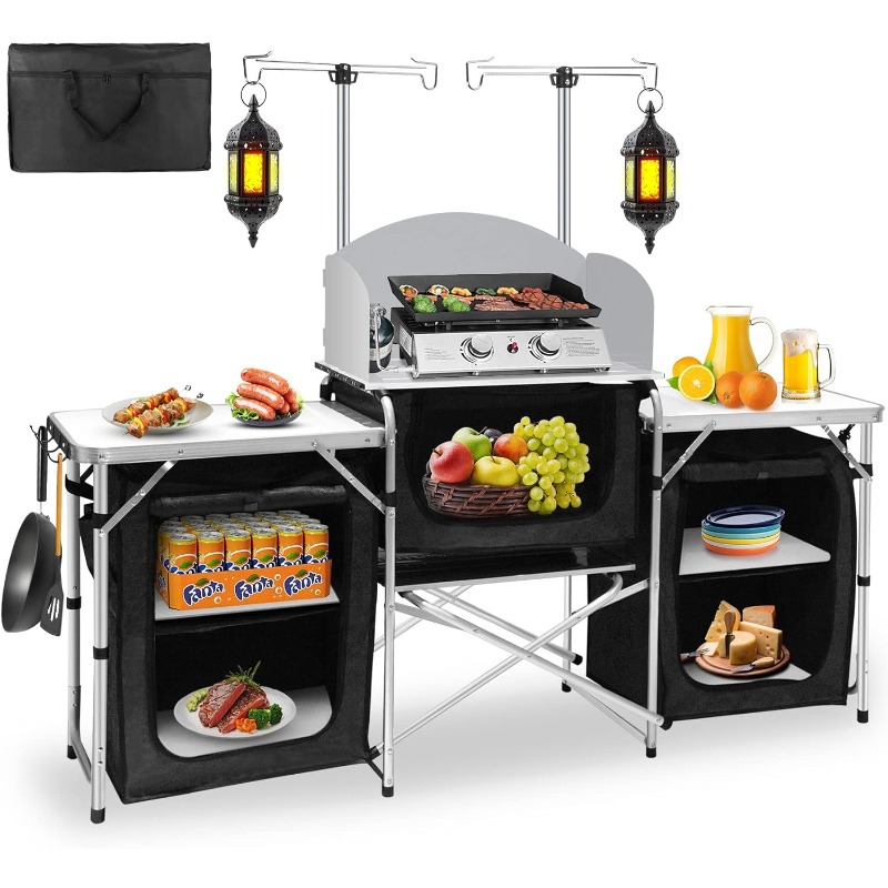 Hot-selling Outdoor Camping Mo - Camping Cooking Table With Storage recension och pris