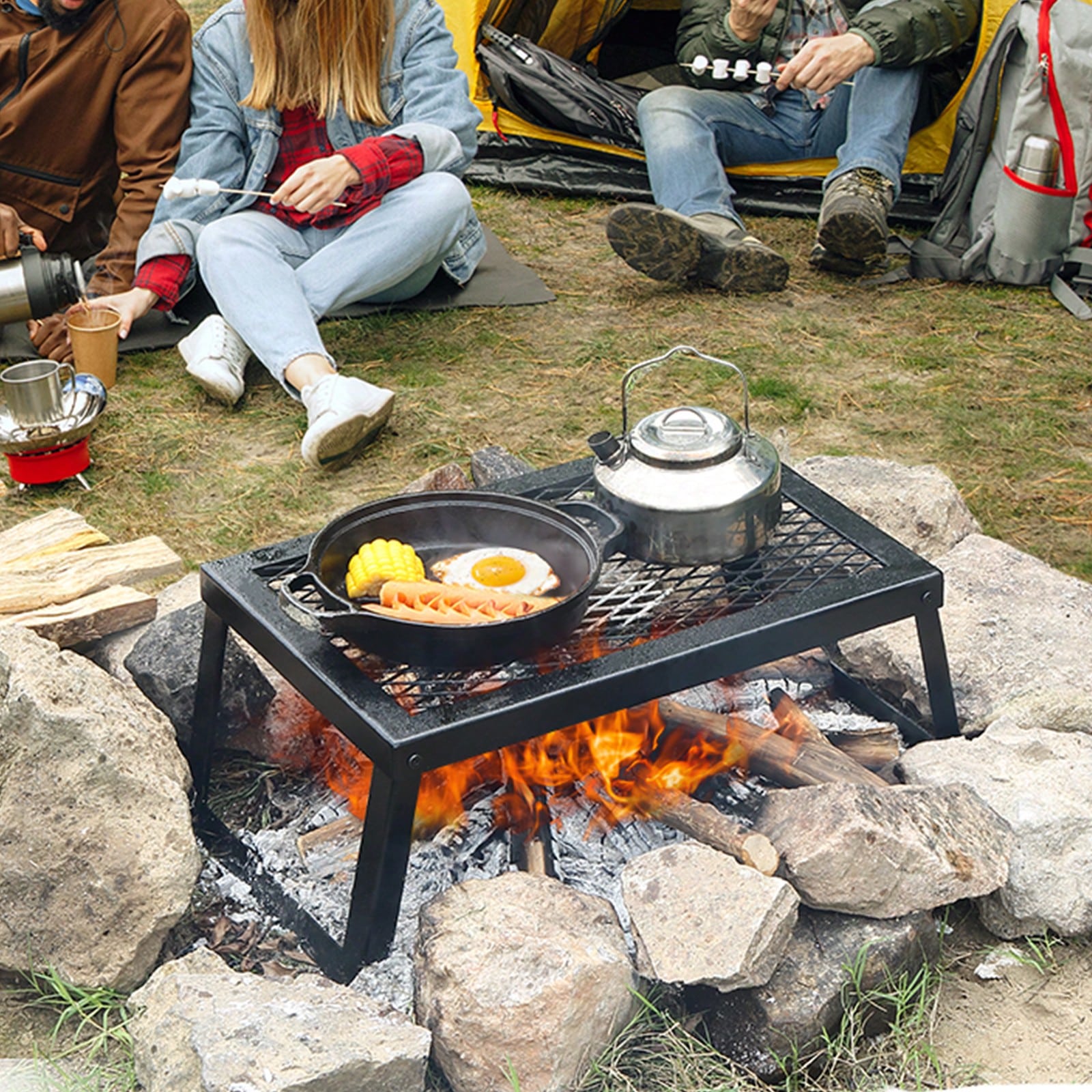 Folding/Swivel Campfire Grill, - Camping Cooking Over Fire recension och pris