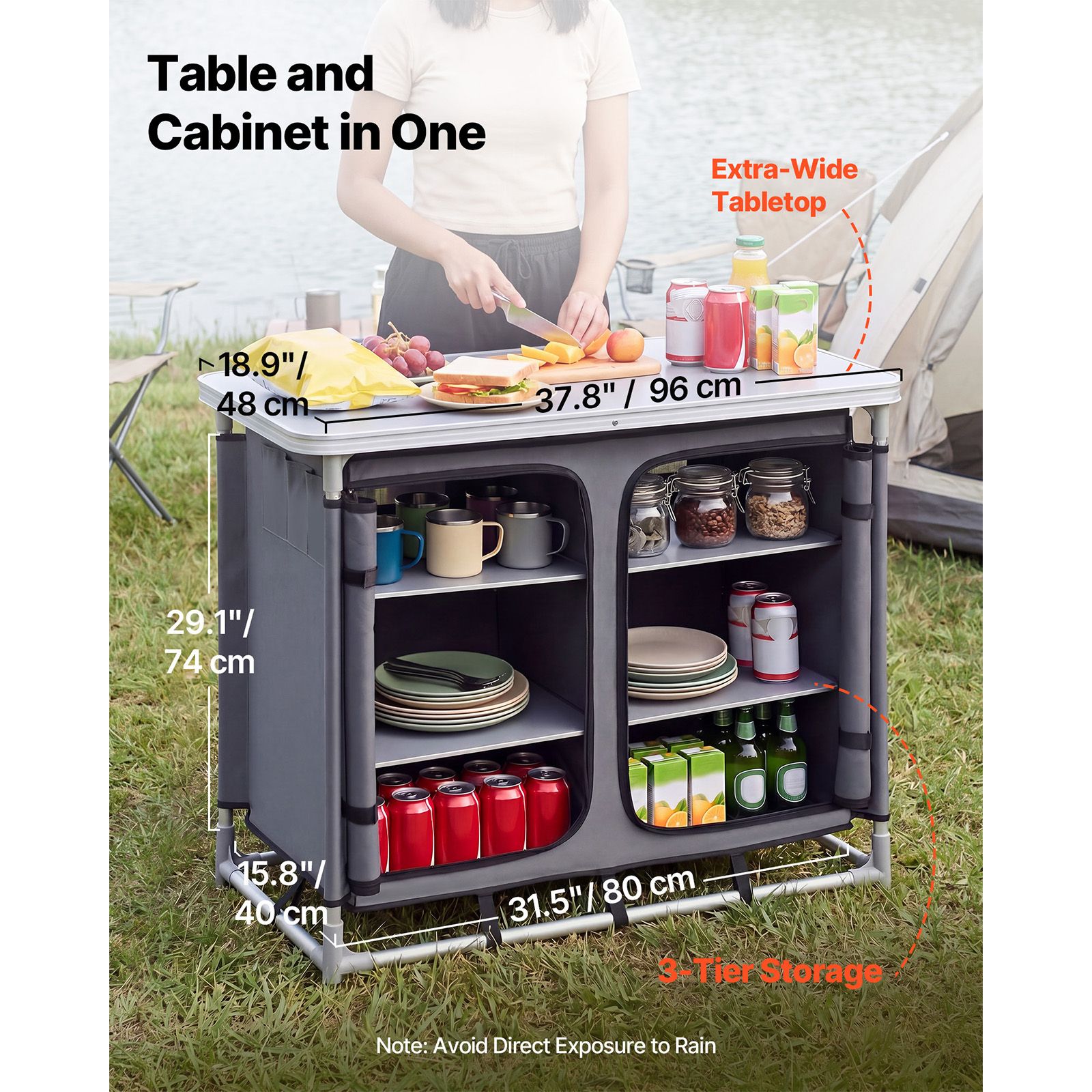 Camping Storage Cabinet, Outdo - Camping Cooking Table With Storage recension och pris
