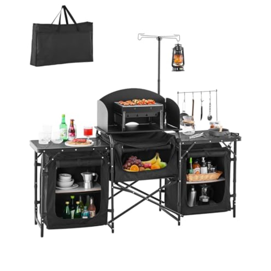 Camping Kitchen Table, Outdoor - Camping Cooking Table With Storage recension och pris