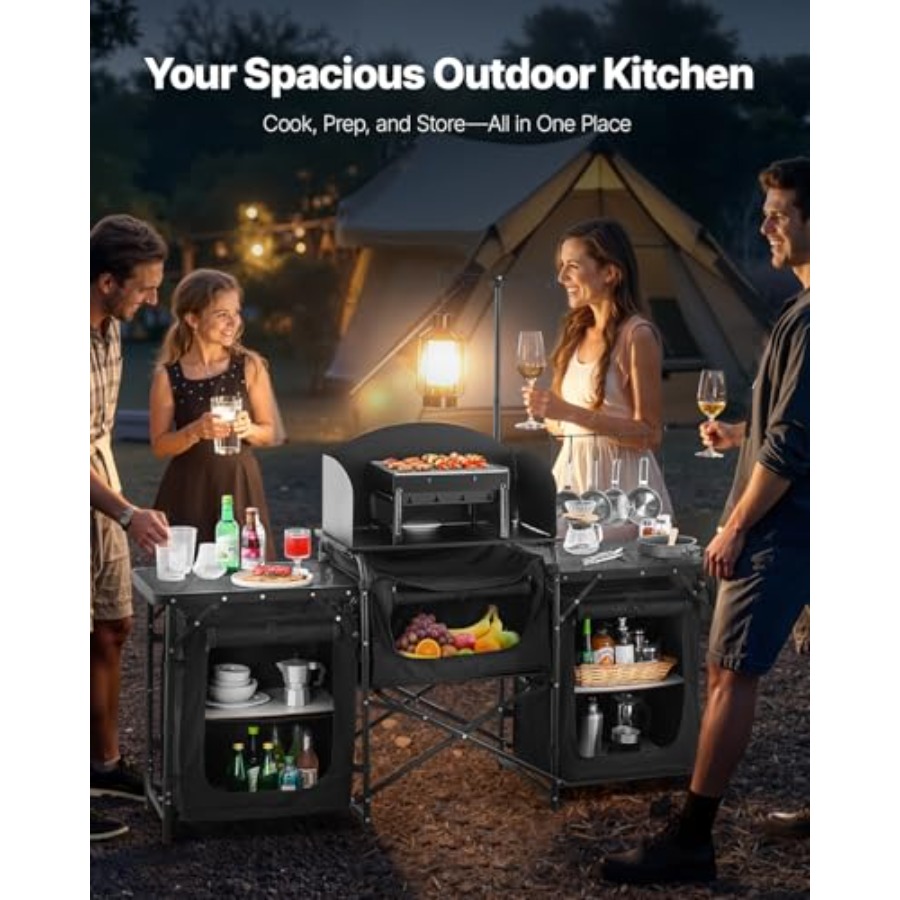 Camping Kitchen Table, Outdoor - Camping Cooking Table With Storage recension och pris