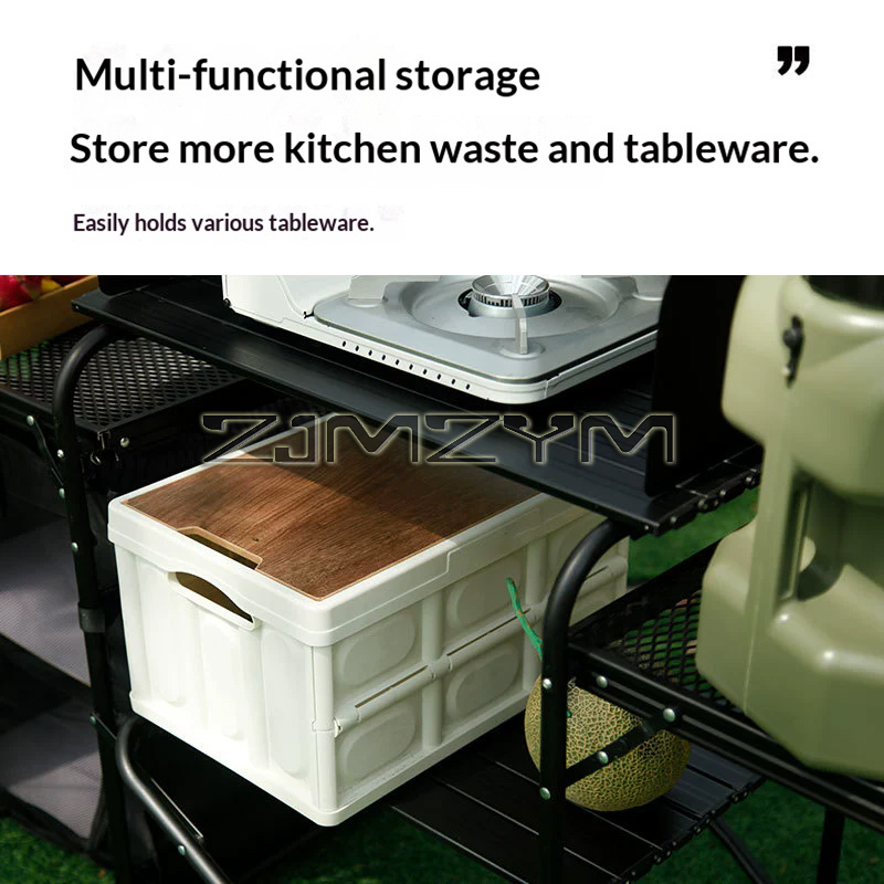 Outdoor Camping Folding Table, - Camping Cooking Table With Storage recension och pris