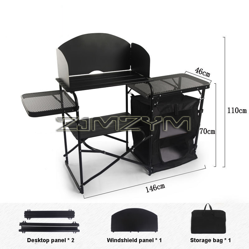Outdoor Camping Folding Table, - Camping Cooking Table With Storage recension och pris
