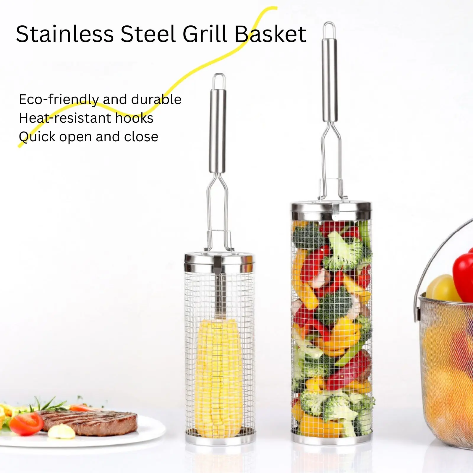 Stainless Steel Rolling Grill  - Camping Cooking Vegetables recension och pris