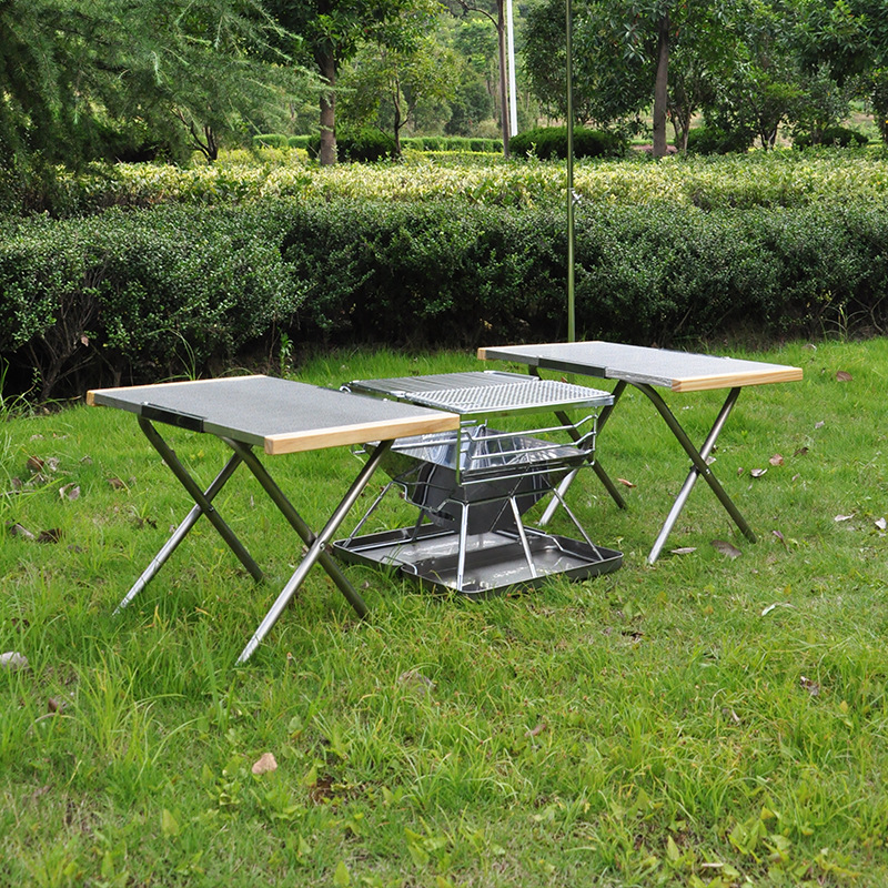 Outdoor Portable Stainless Ste - Camping Cooking Table With Storage recension och pris
